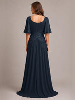 Cowl Neck Mother of the Bride Dress with Applique 