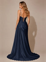 Silk-like Prom Dress with Appliques