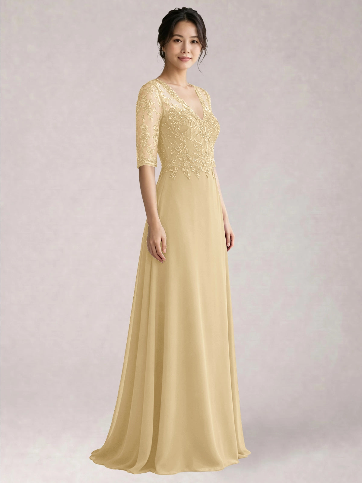 Lace Mother of the Bride Dress with Half Sleeves