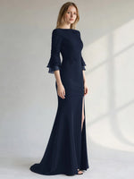 Chiffon Mother of the Bride Dress with 3/4 Sleeves