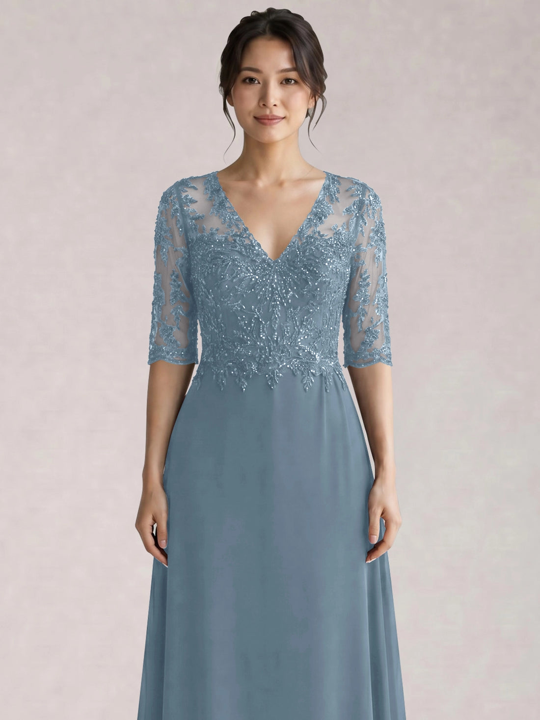 Lace Mother of the Bride Dress with Half Sleeves