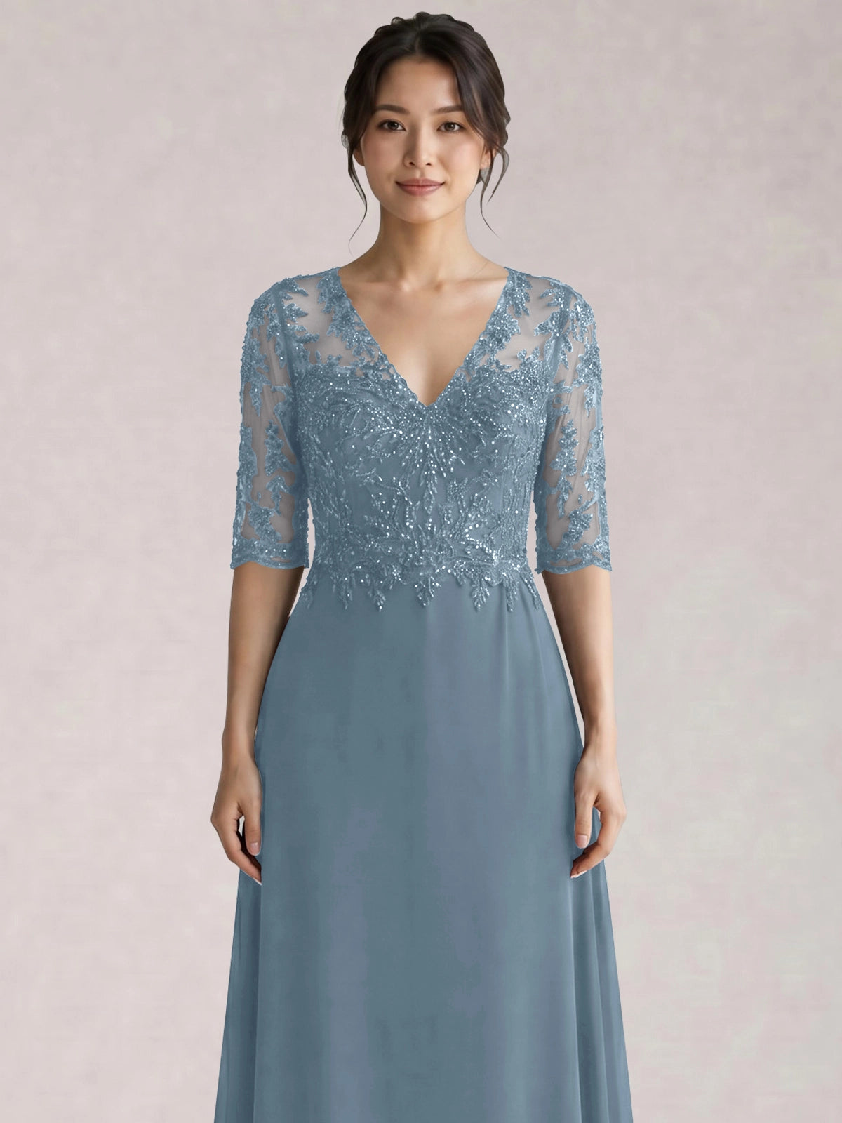 Lace Mother of the Bride Dress with Half Sleeves