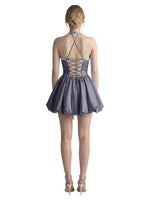 Beading Bubble Hem Mini Dress 