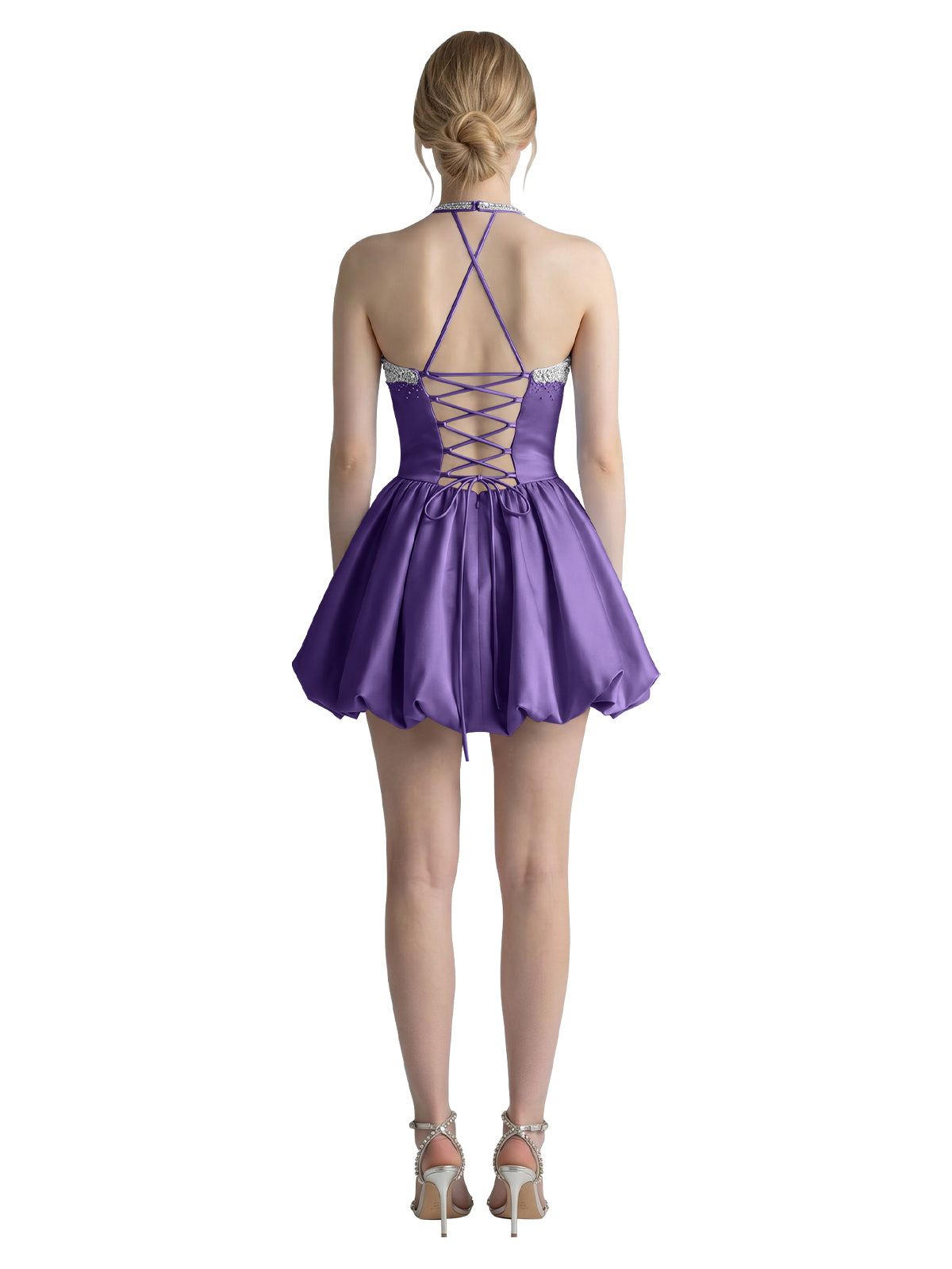 Beading Bubble Hem Mini Dress 