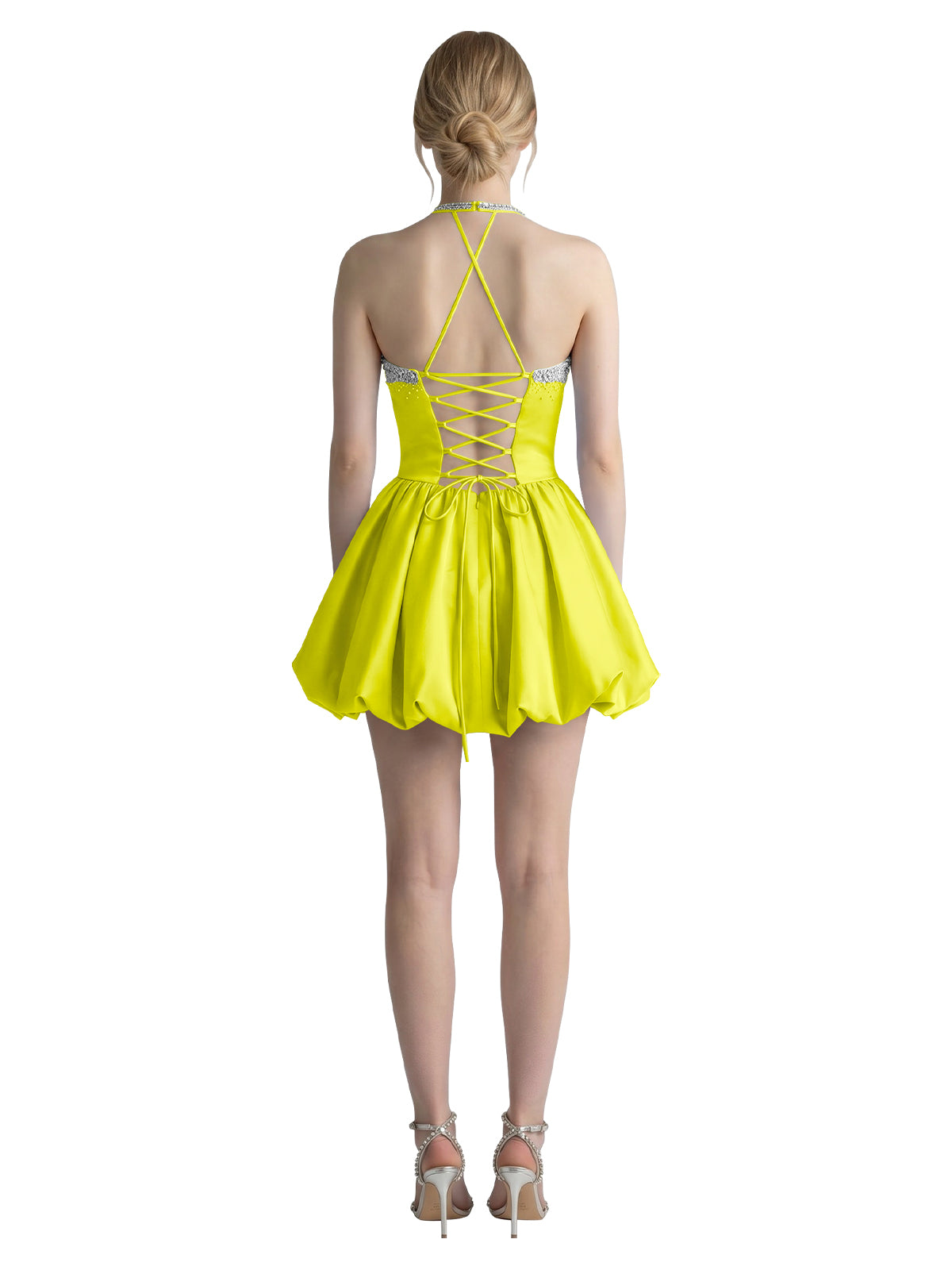 Beading Bubble Hem Mini Dress 