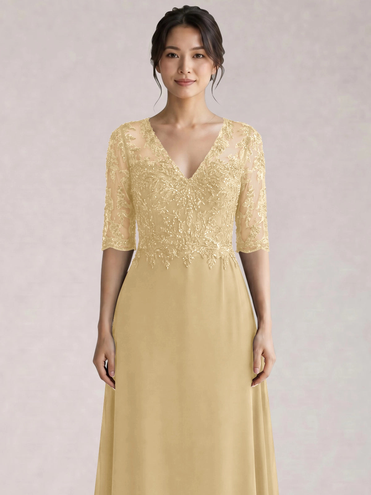 Lace Mother of the Bride Dress with Half Sleeves