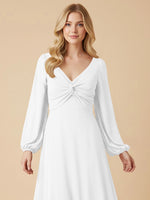 A-line Bridesmaid Dress with Long Sleeves 