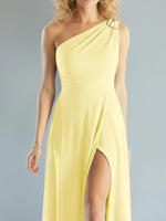 One-Shoulder Bridesmaid Dress with Slit