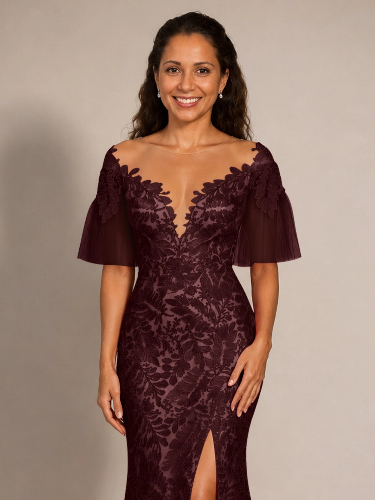 Mermaid Mother of the Bride Dress with V-neck 