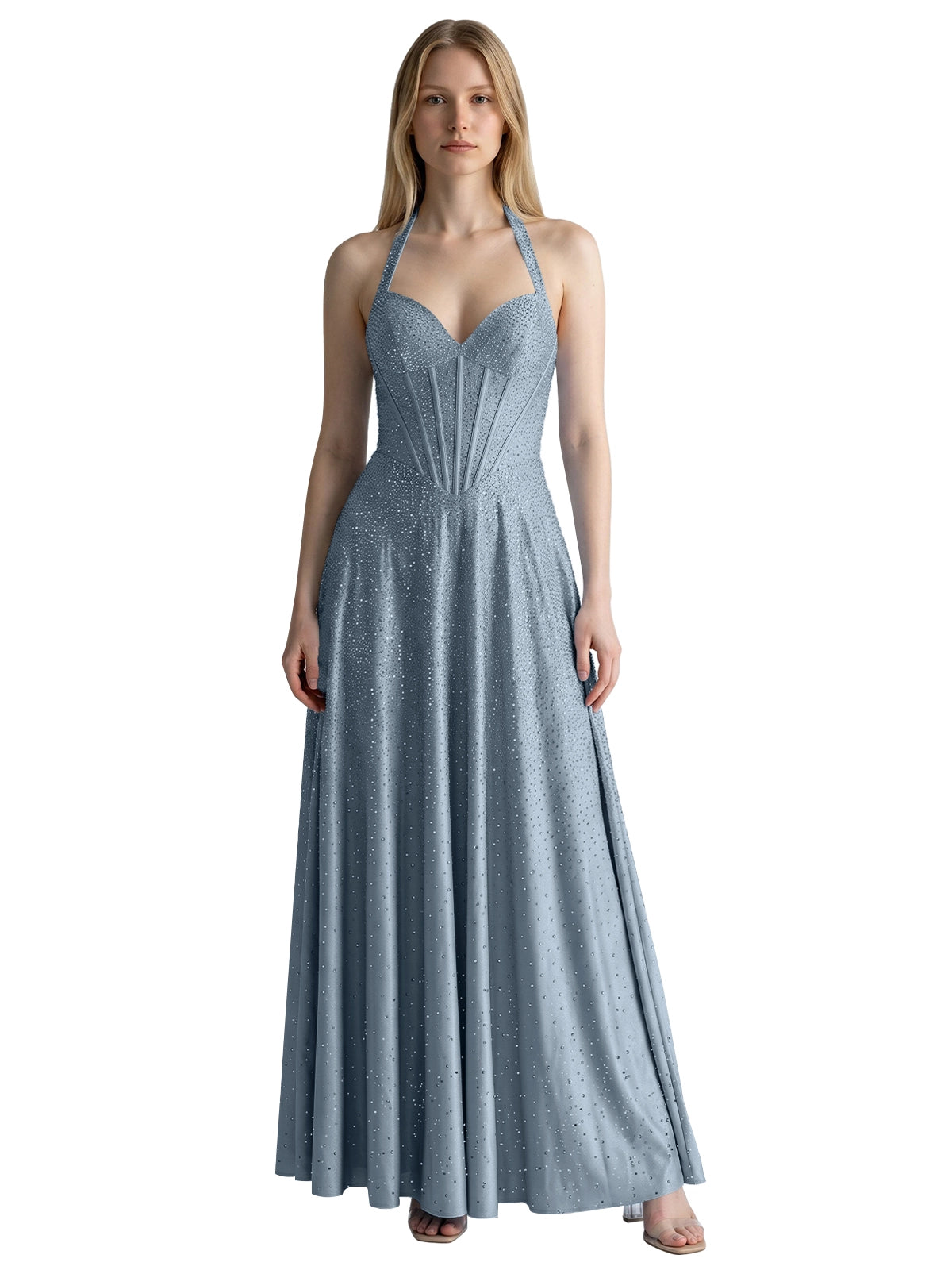 Halter Beaded Prom Dress 