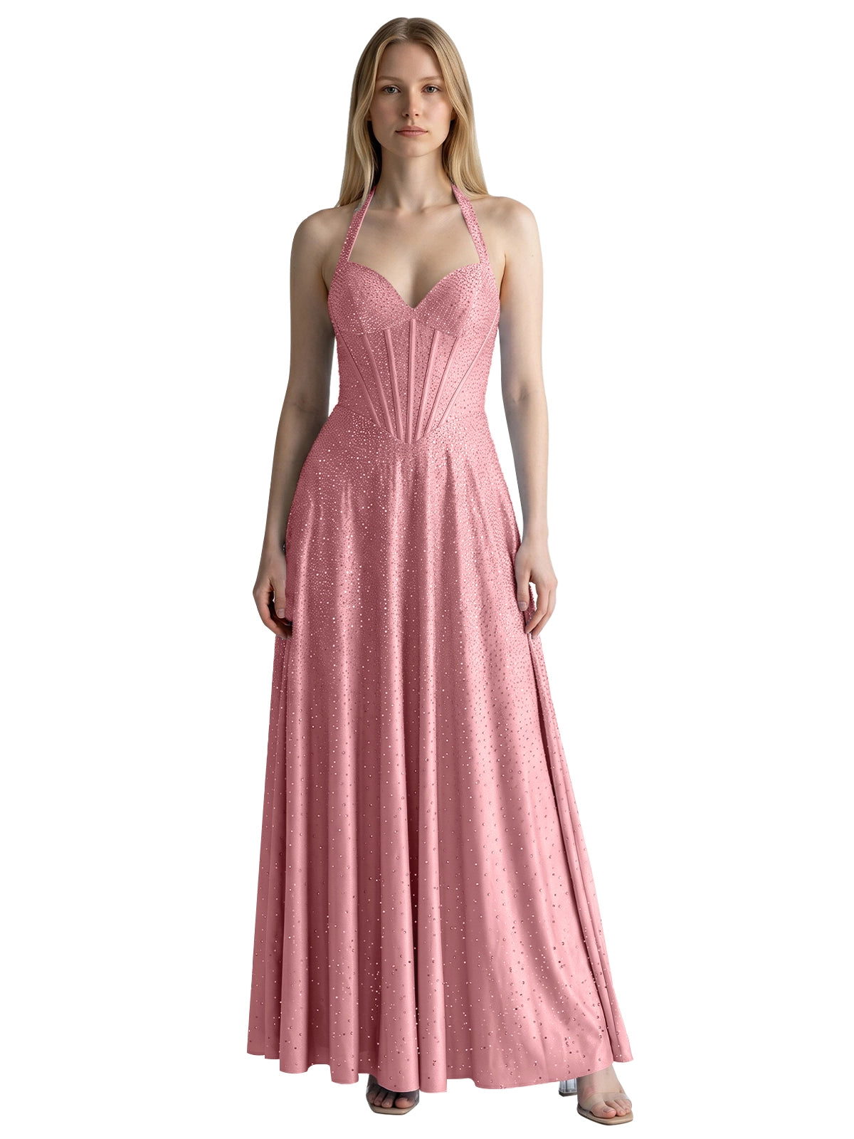 Halter Beaded Prom Dress 