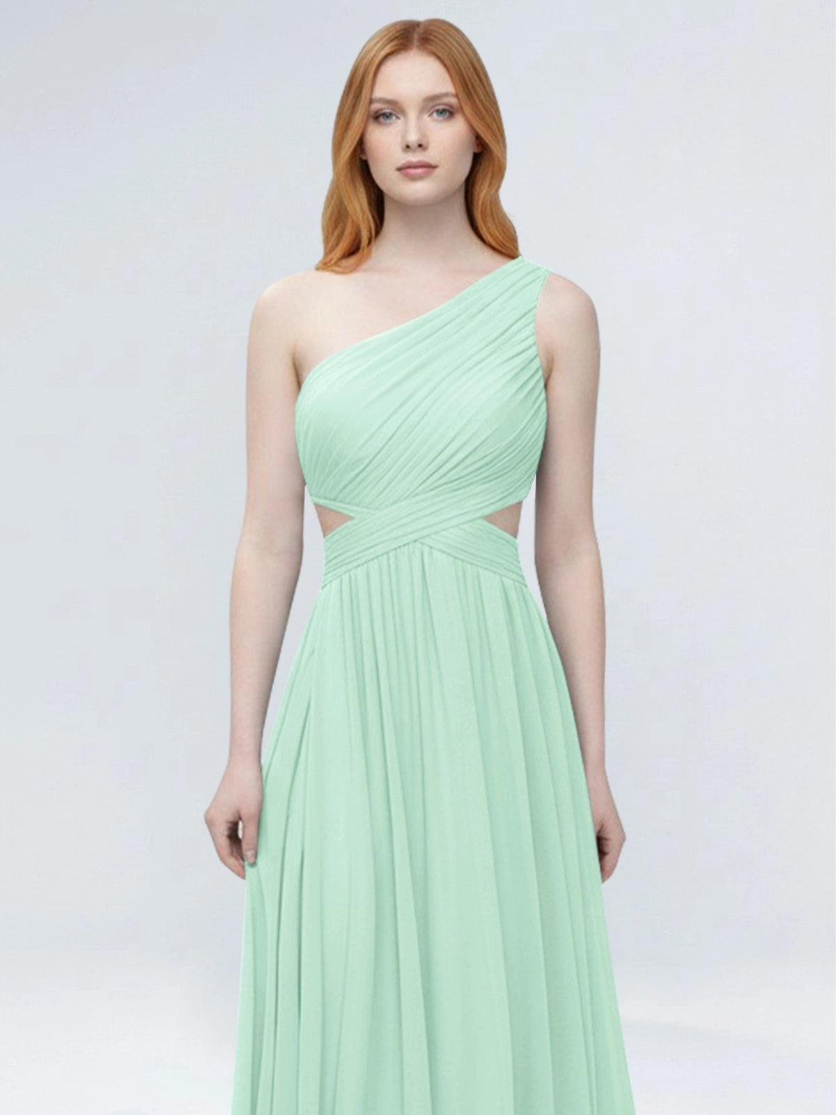 One-Shoulder Side Cut-Out Bridesmaid Dress 