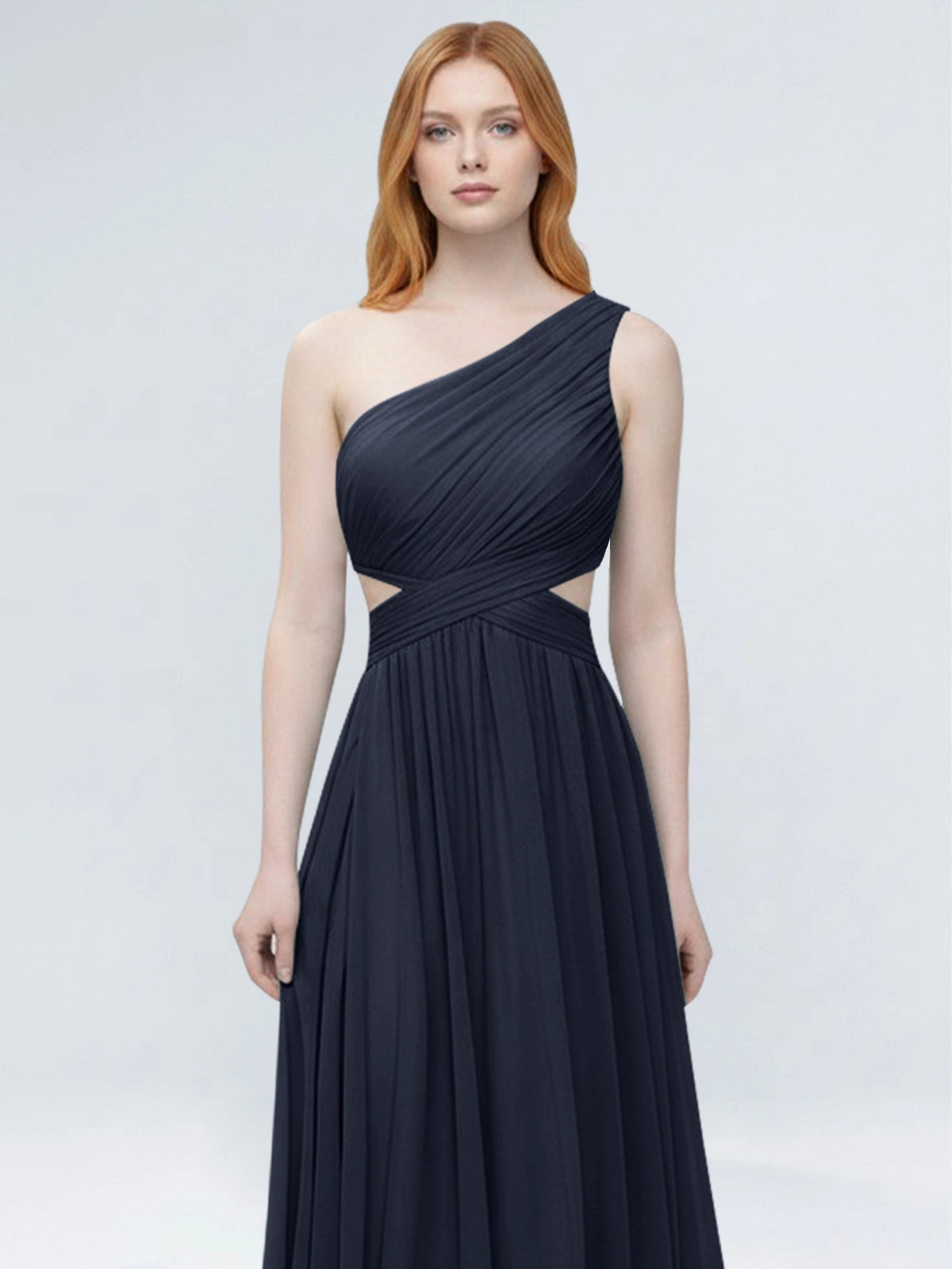 One-Shoulder Side Cut-Out Bridesmaid Dress 