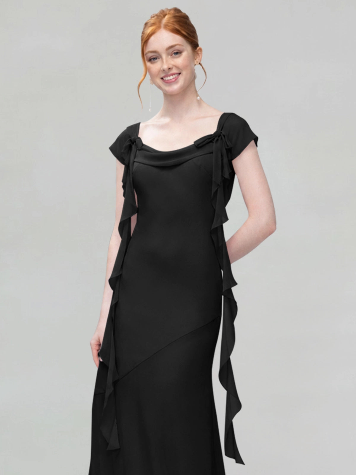 Flowy Ruffle Sheath Bridesmaid Dress 