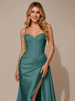 Silk-like Prom Dress with Appliques