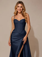 Silk-like Prom Dress with Appliques