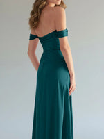 Off-the-Shoulder Slit Bridesmaid Dress 