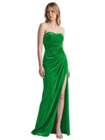 Velvet Prom Dress with Beaded Applique 