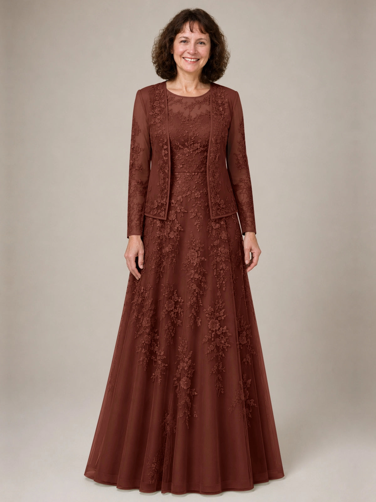 A-line Mother of the Bride Dress with Lace 