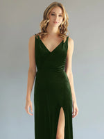 Velvet Bridesmaid Dress with Slit 