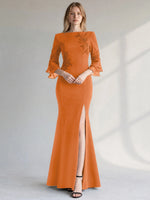 Chiffon Mother of the Bride Dress with 3/4 Sleeves
