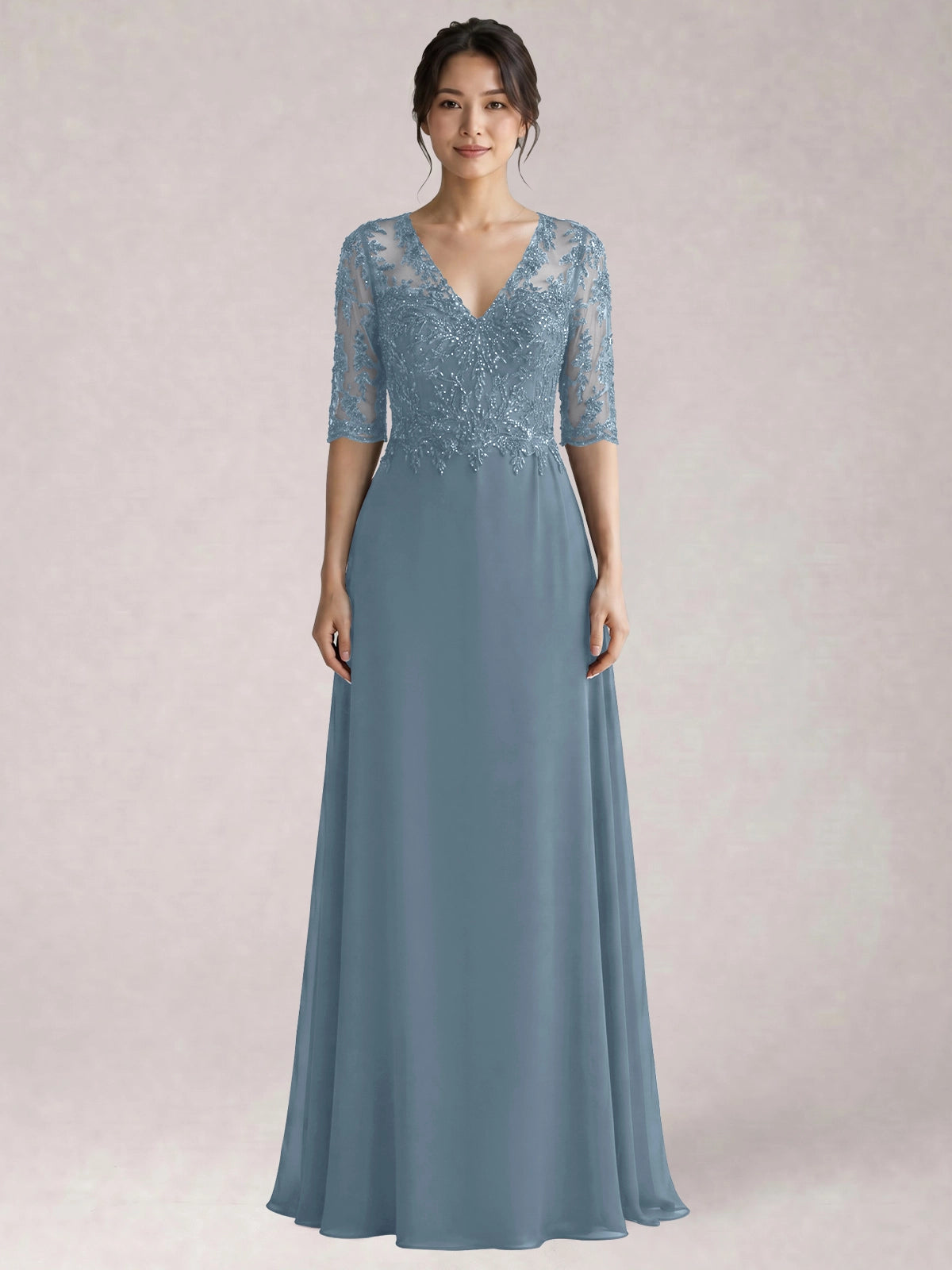 Lace Mother of the Bride Dress with Half Sleeves