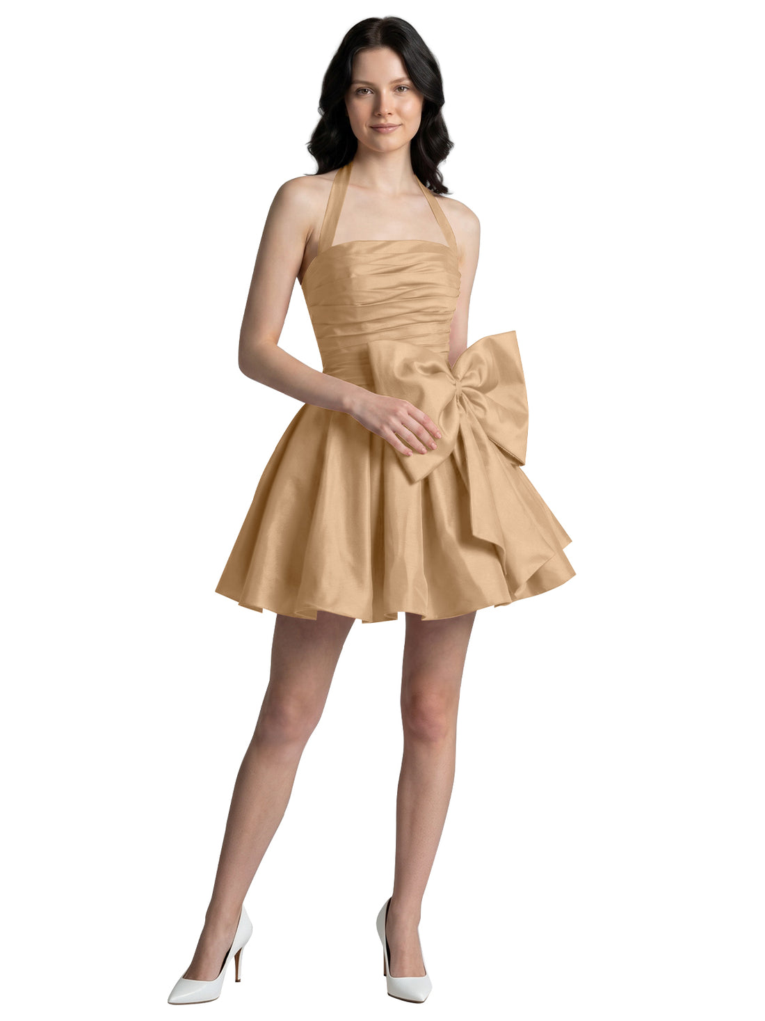 Halter Oversized Bow Mini Dress 