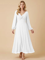 A-line Bridesmaid Dress with Long Sleeves 