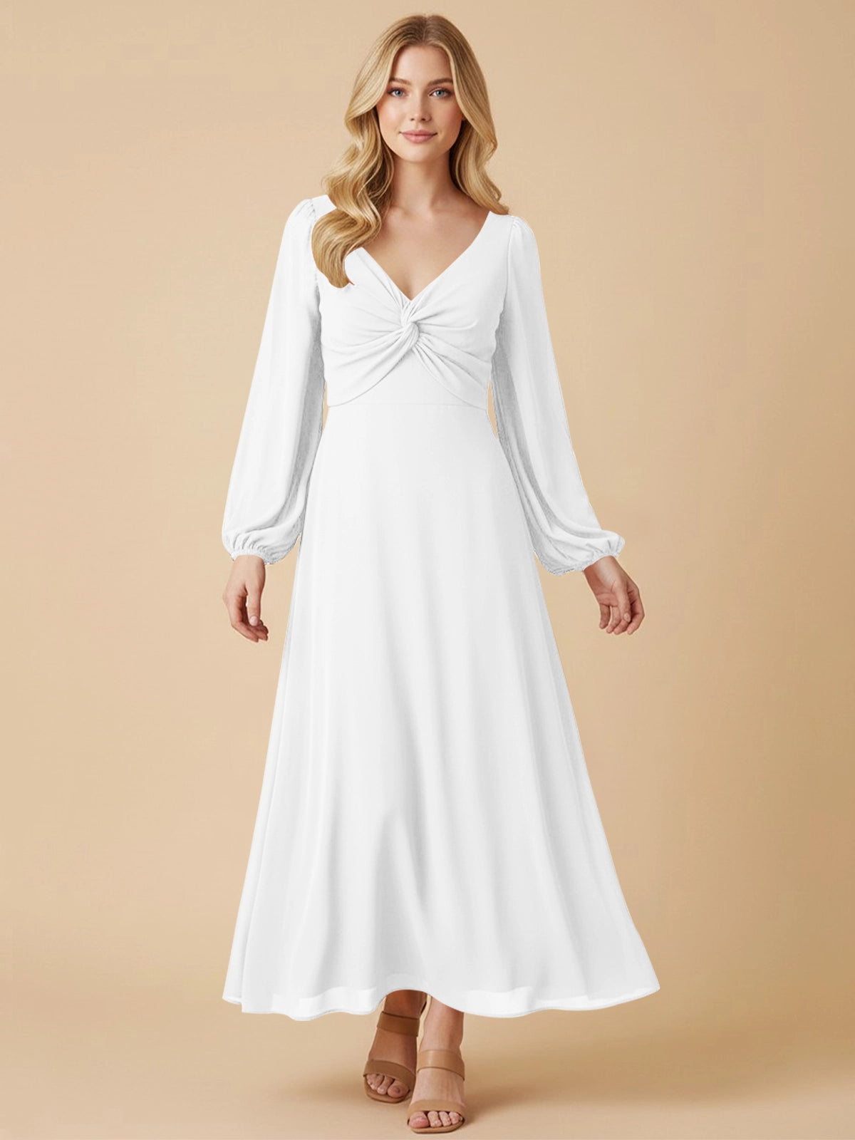 A-line Bridesmaid Dress with Long Sleeves 