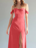 Off-the-Shoulder Slit Bridesmaid Dress 