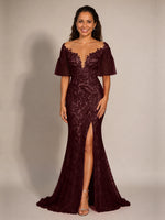 Mermaid Mother of the Bride Dress with V-neck 
