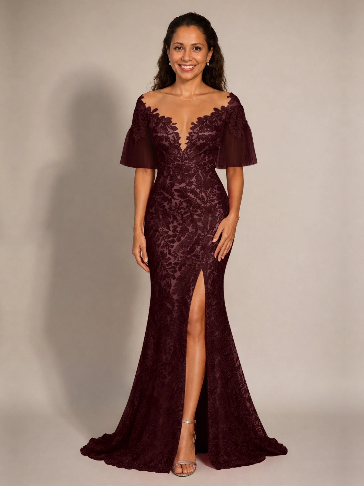 Mermaid Mother of the Bride Dress with V-neck 