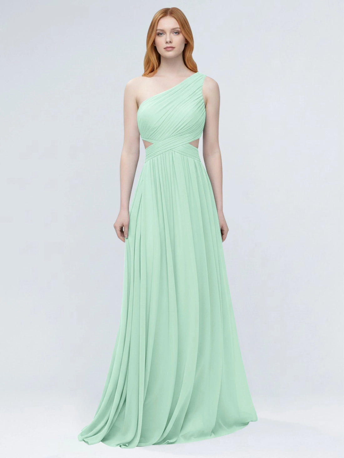 One-Shoulder Side Cut-Out Bridesmaid Dress 