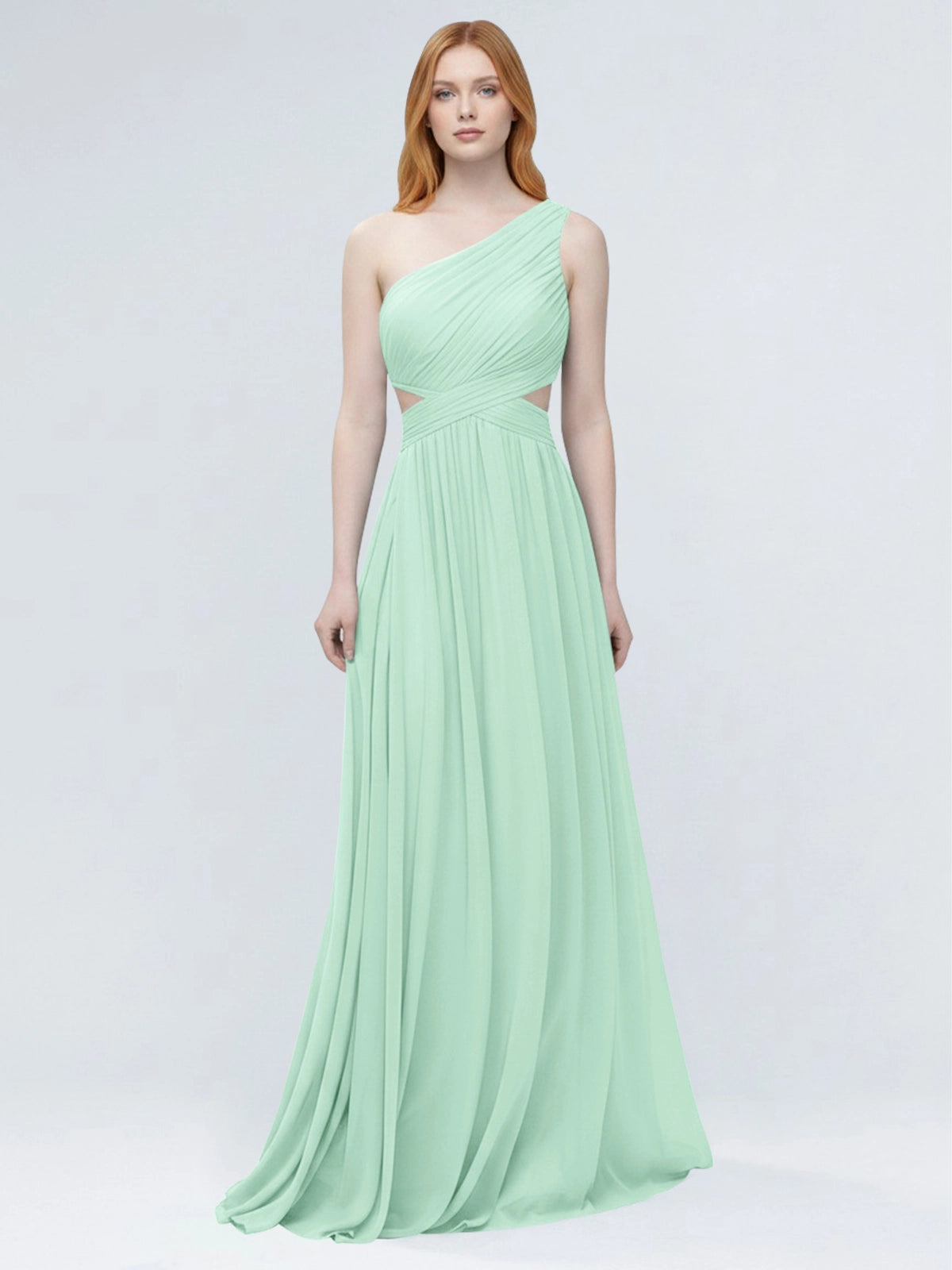 One-Shoulder Side Cut-Out Bridesmaid Dress 