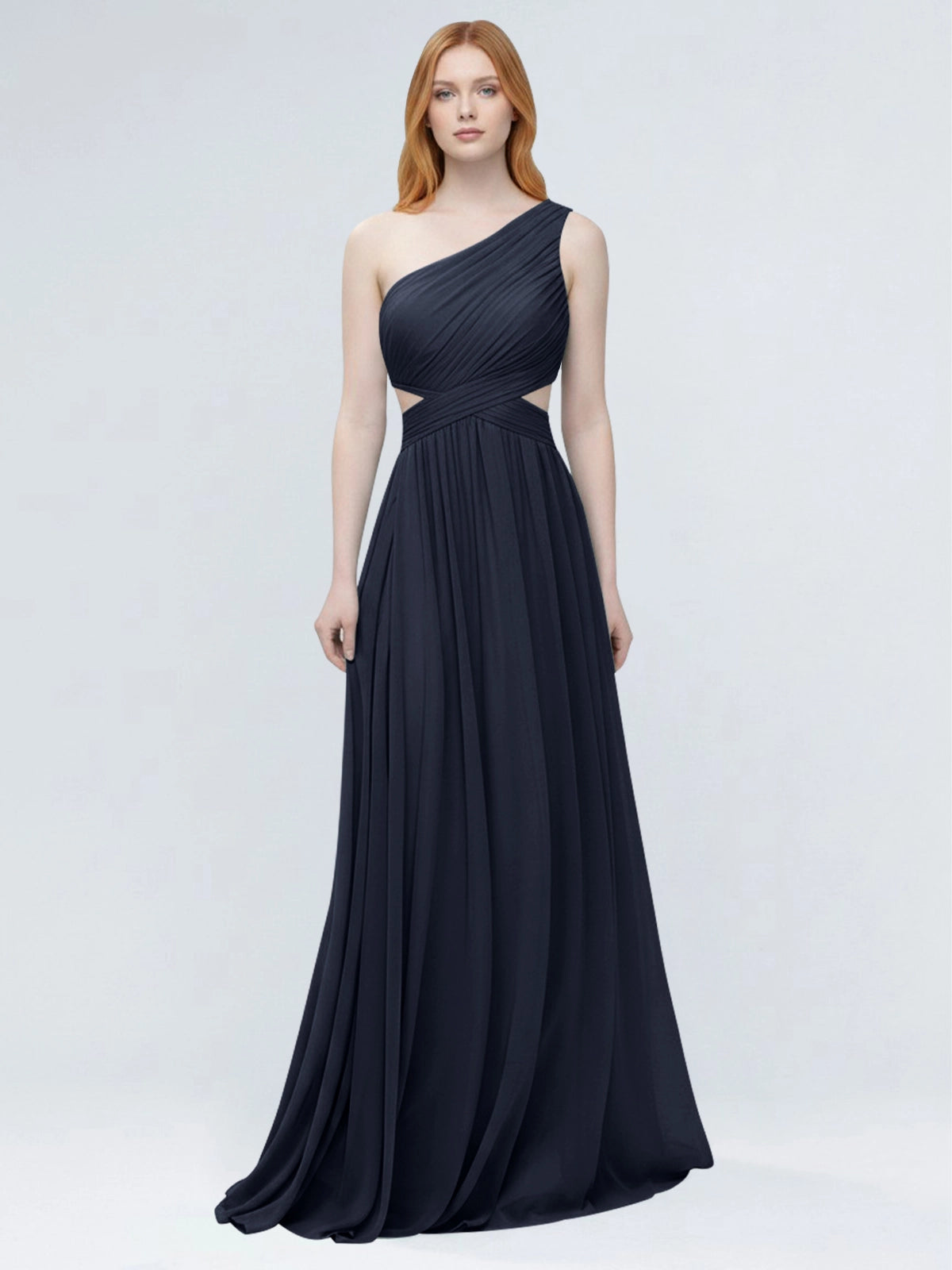 One-Shoulder Side Cut-Out Bridesmaid Dress 