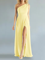 One-Shoulder Bridesmaid Dress with Slit
