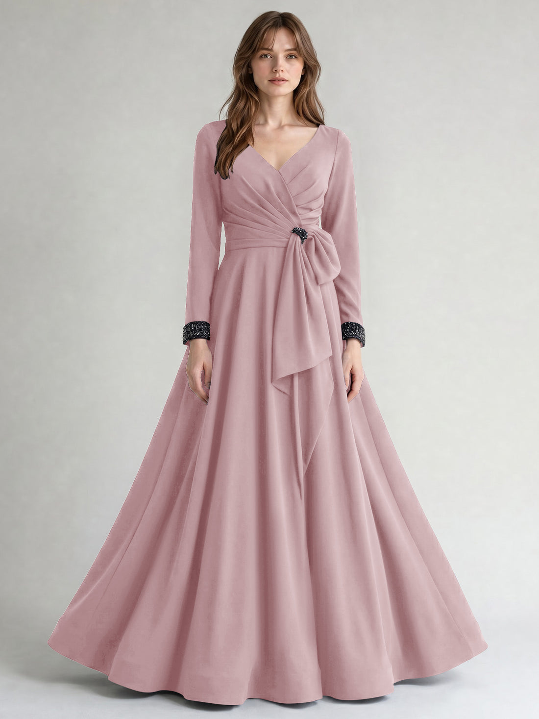 Stretch Satin Mother of the Bride Dress with Crystal