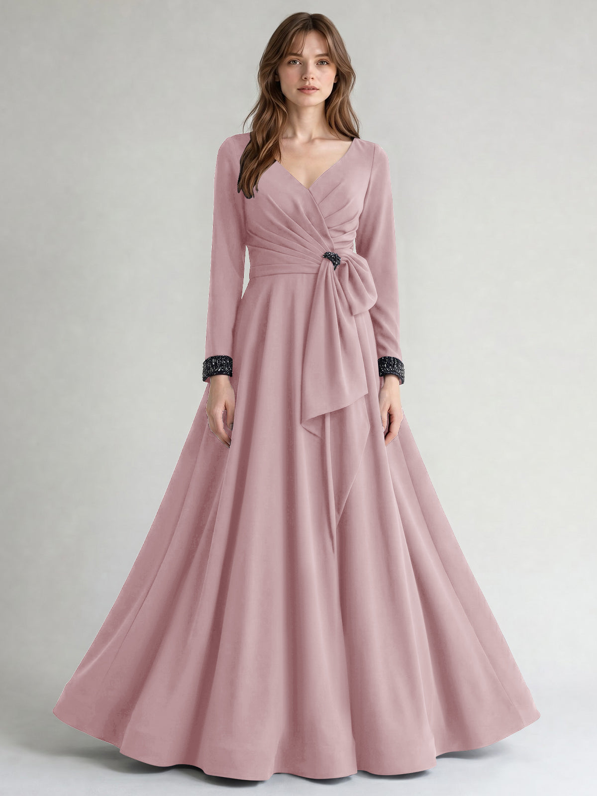 Stretch Satin Mother of the Bride Dress with Crystal