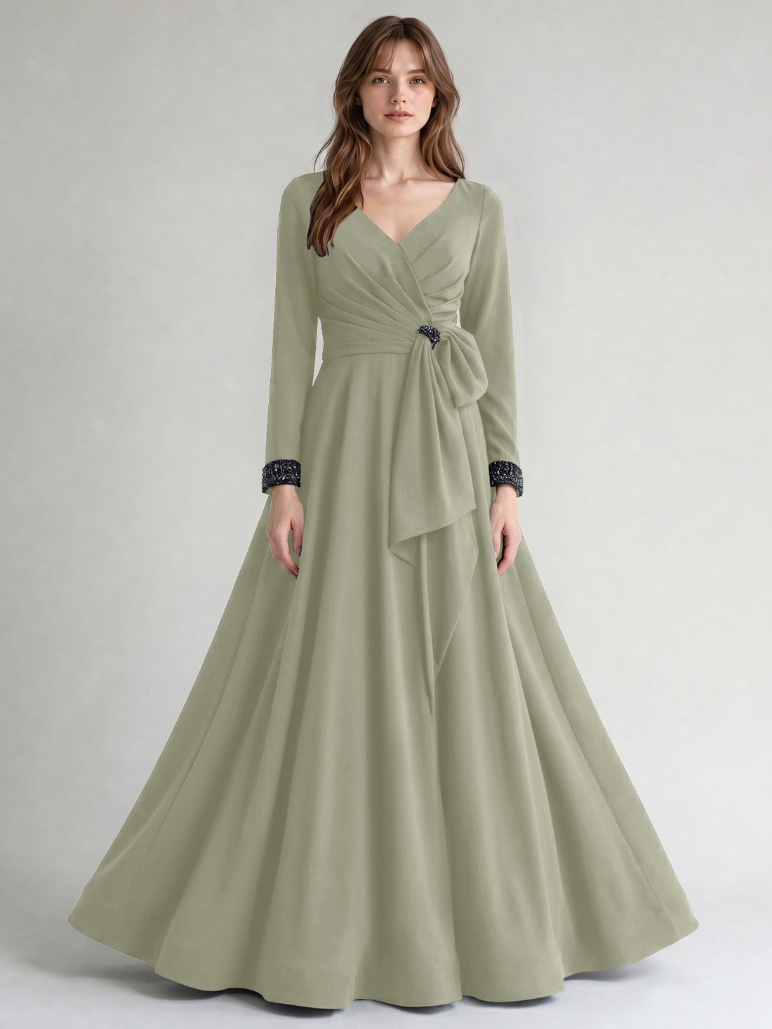 Stretch Satin Mother of the Bride Dress with Crystal