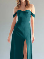 Off-the-Shoulder Slit Bridesmaid Dress 