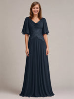 Cowl Neck Mother of the Bride Dress with Applique 