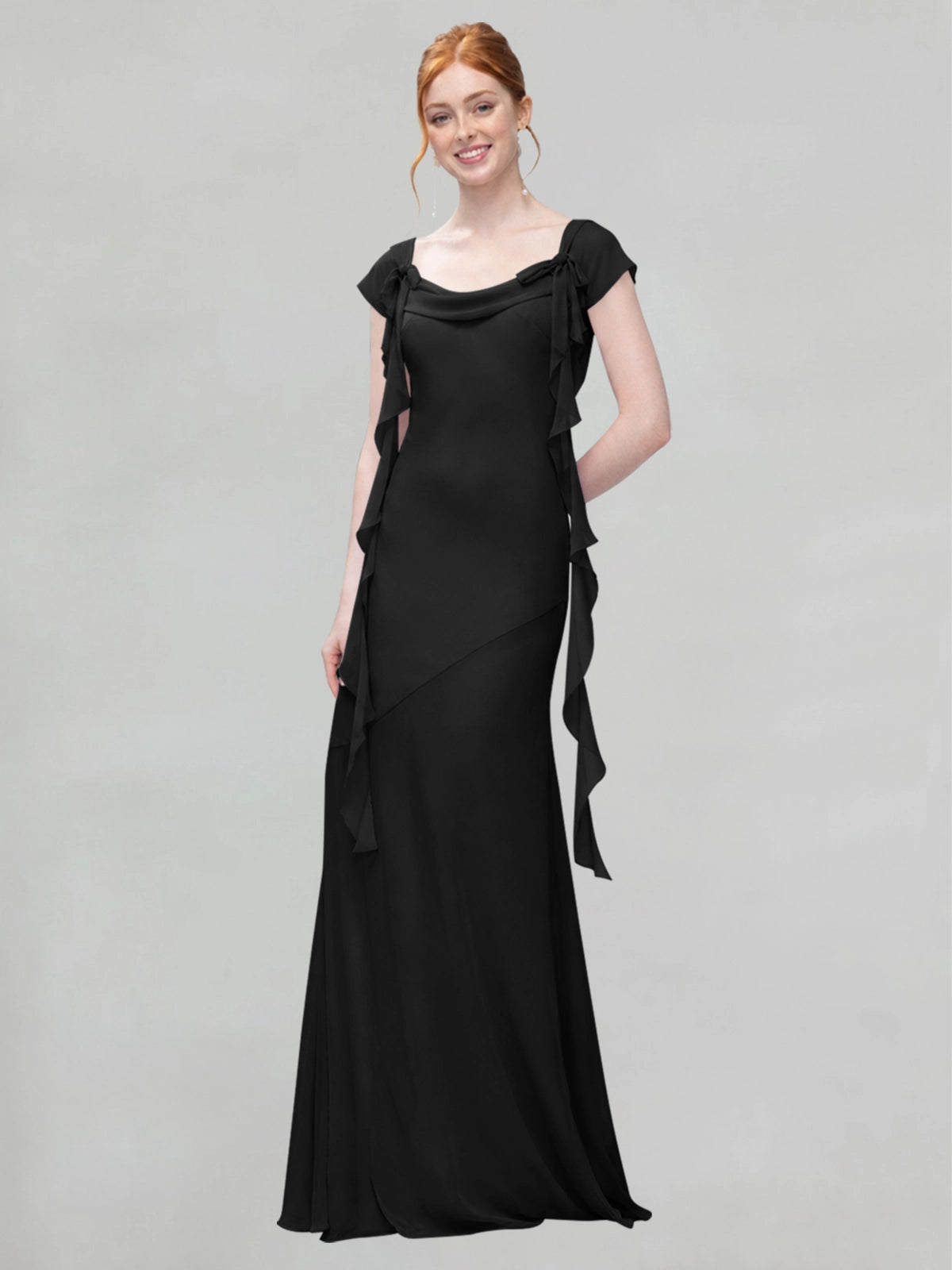 Flowy Ruffle Sheath Bridesmaid Dress 