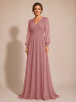 Chiffon Mother of the Bride Dress with Long Sleeves 