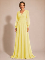 Chiffon Mother of the Bride Dress with Long Sleeves 