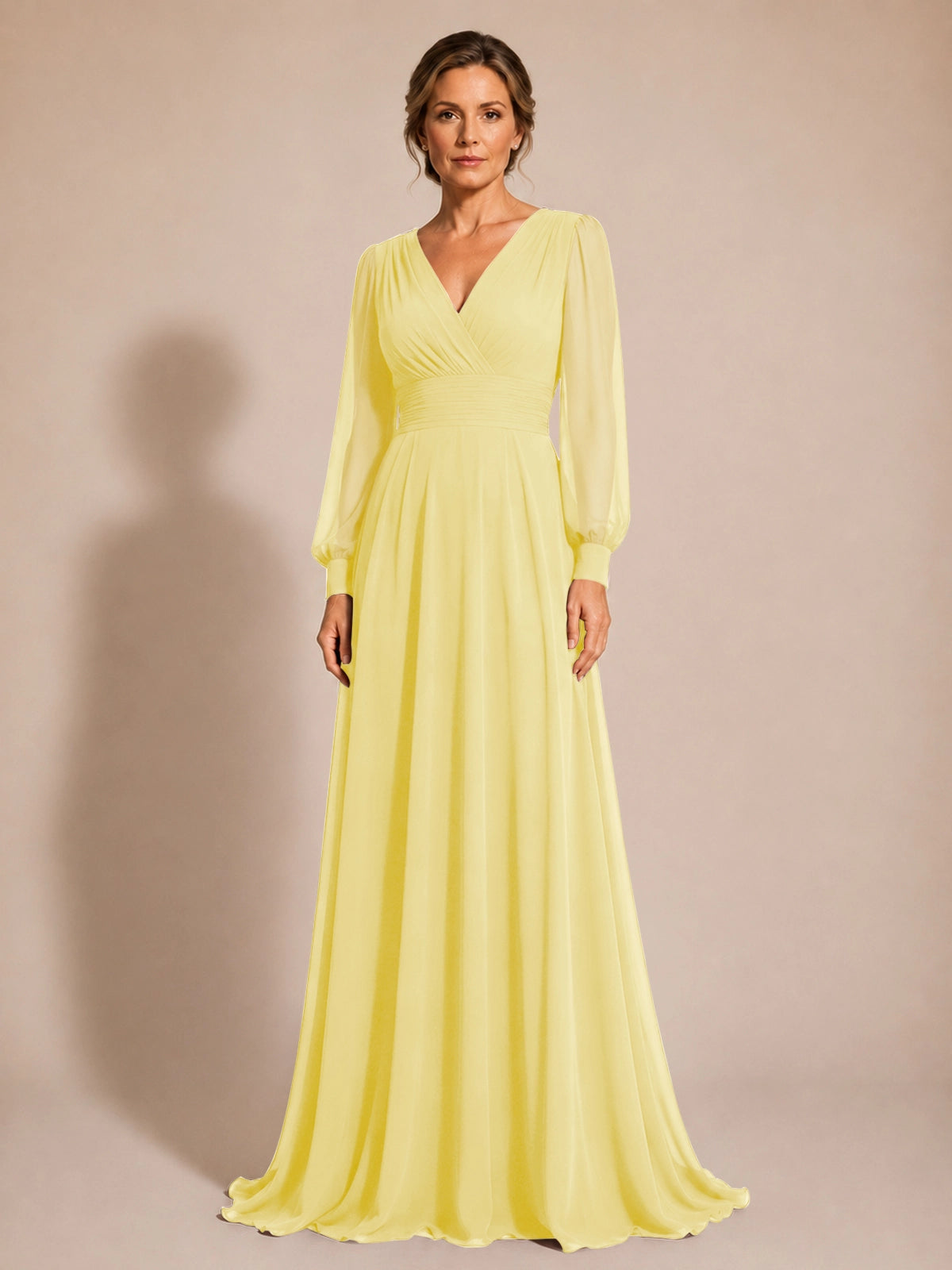 Chiffon Mother of the Bride Dress with Long Sleeves 