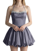 Beading Bubble Hem Mini Dress 