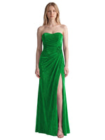 Velvet Prom Dress with Beaded Applique 