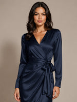 Silk-like Mother of the Bride Dress with Self-Tie Sash 