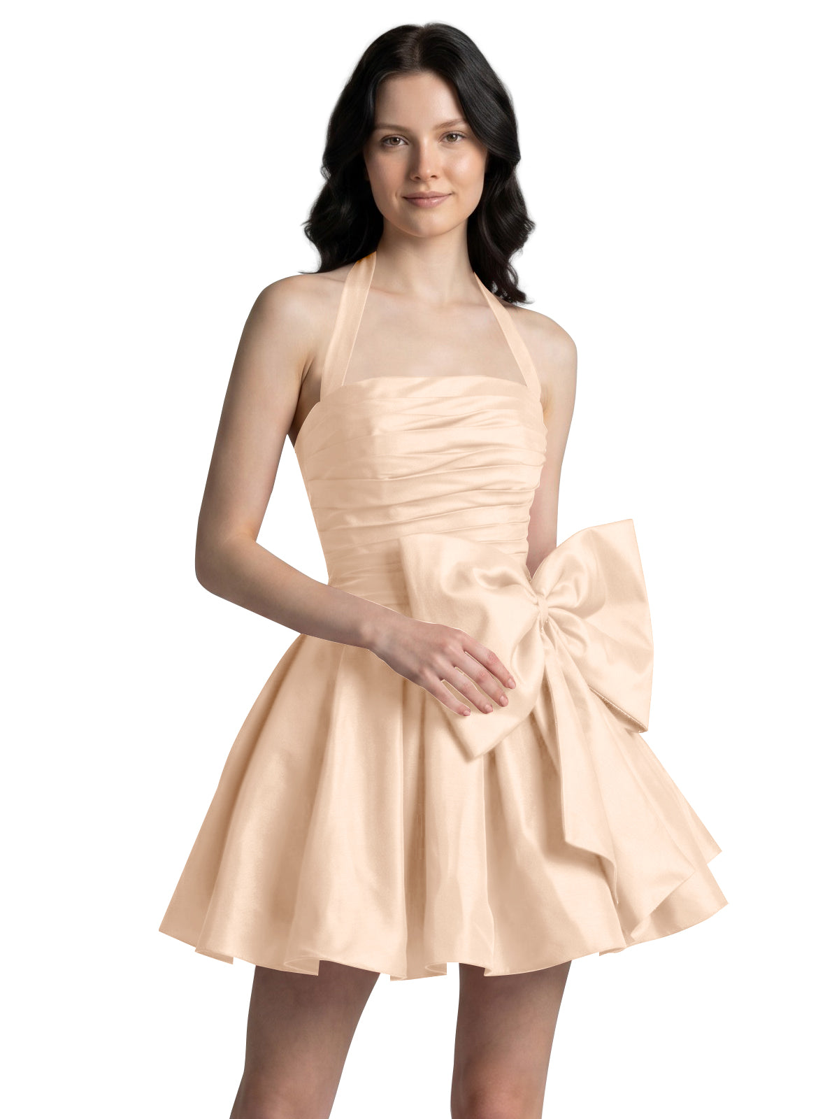 Halter Oversized Bow Mini Dress 