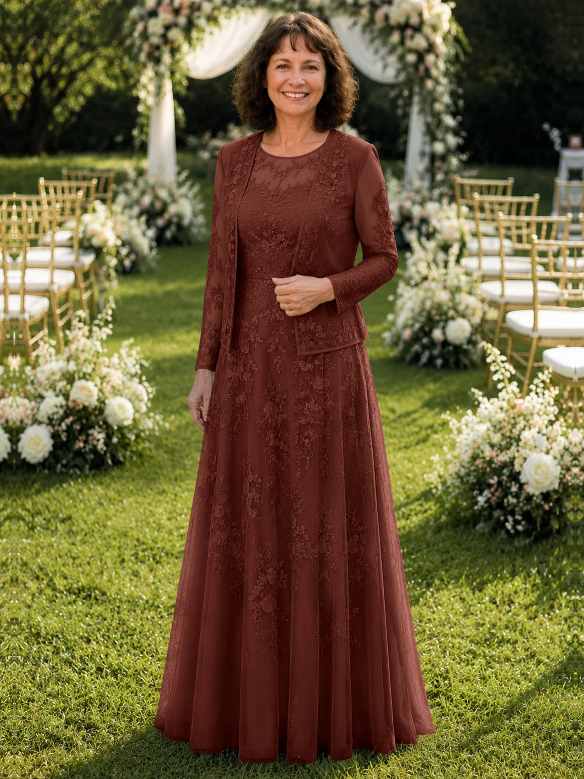 A-line Mother of the Bride Dress with Lace 